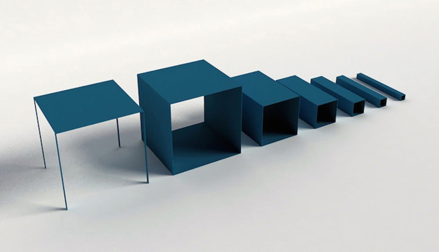 The Fibonacci Shelf by Peng Wang — modular aluminum compartments