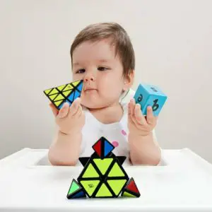 D FantiX Qiyi Qiming Pyramid Stickerless Speed Cube Triangle Cube Puzzle