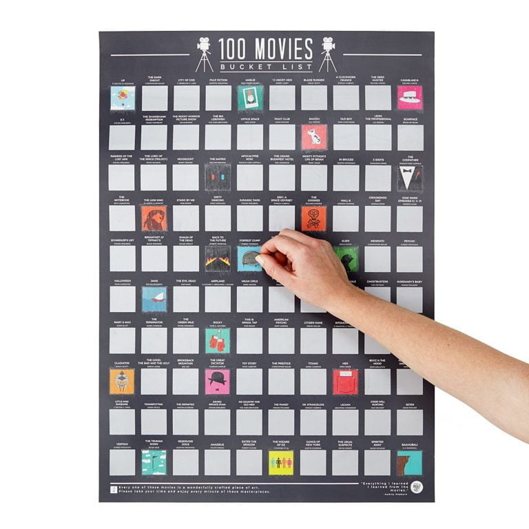 100 Movies Scratch Off Poster - Top Films of All Time Bucket List