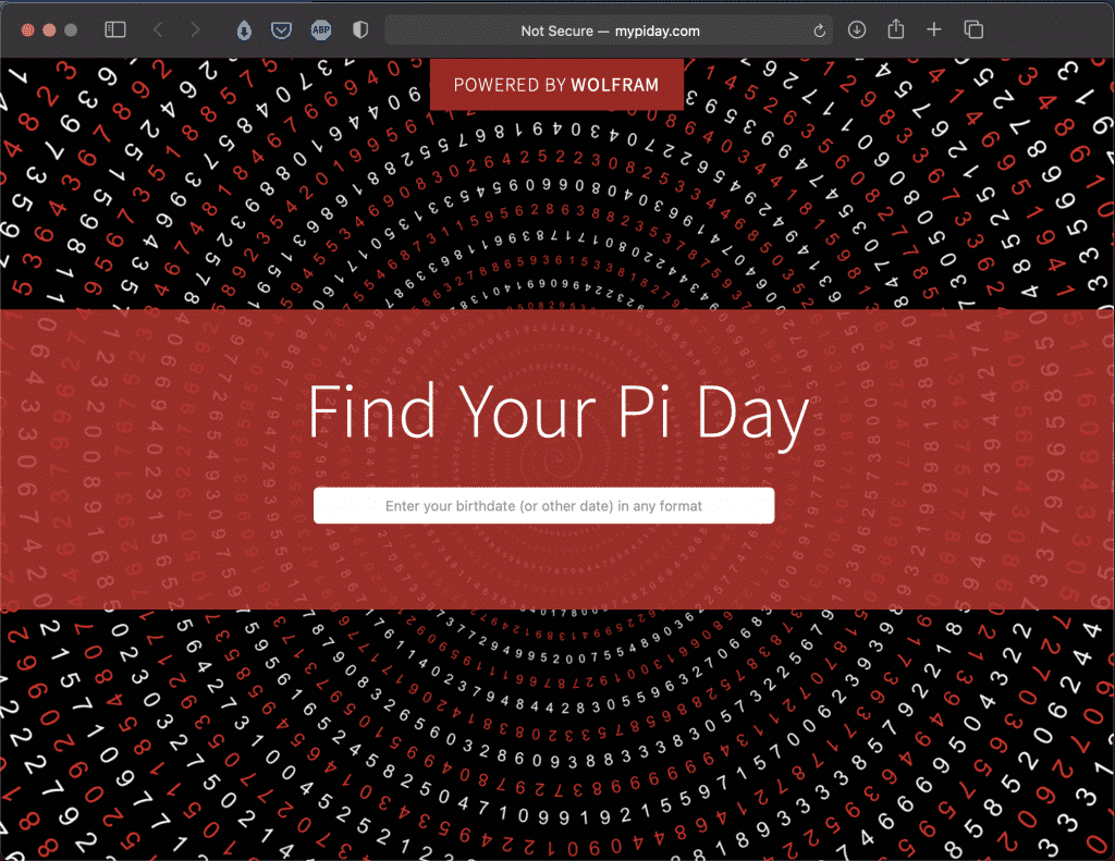 My Pi Day by Wolfram | Find Your Pi Day | Tools | Abakcus