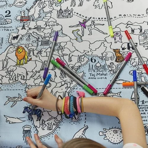 World Map Kid's Coloring Tablecloth