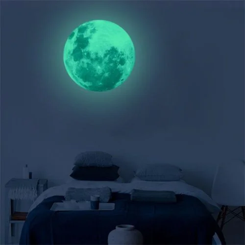 30cm 3D Large Luminous Moon Wall Sticker Fluorescent Glow In The Dark Decoration Maison Children Room 2000x