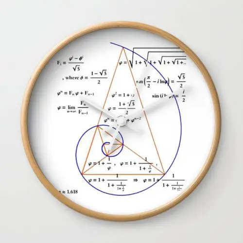 Golden Triangle Logarithmic Spiral Wall Clock
