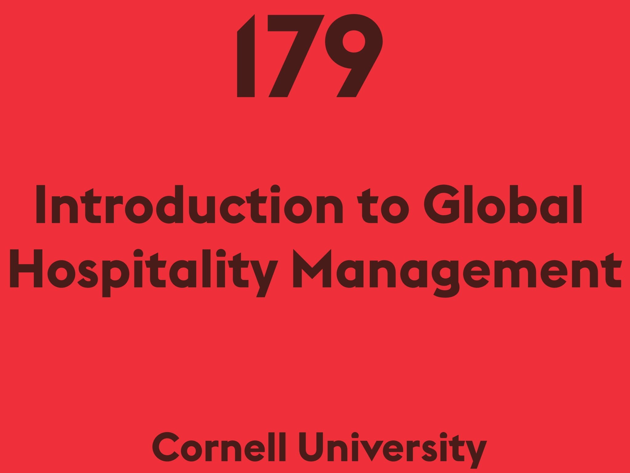 Introduction to Global Hospitality Management