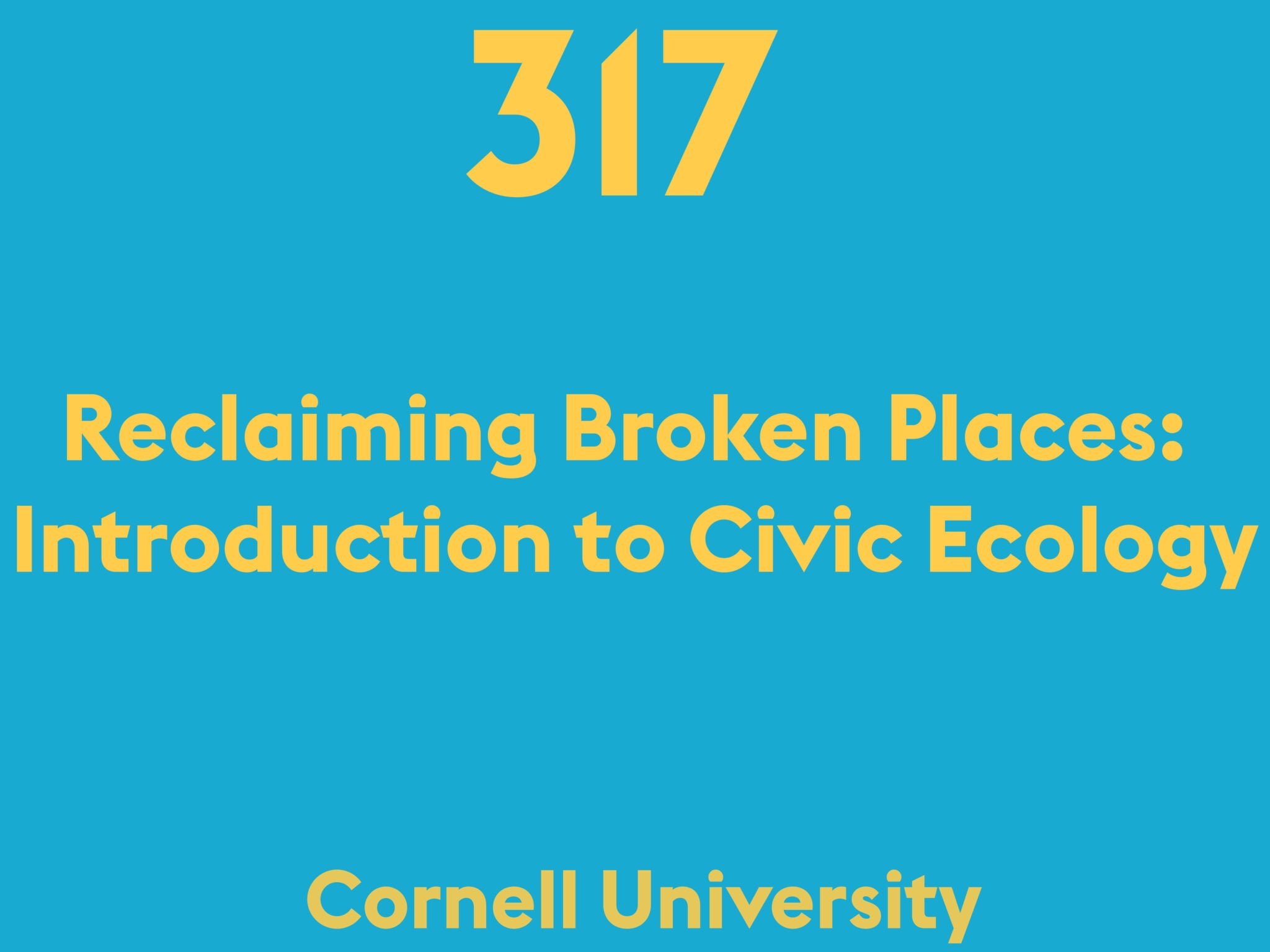 Reclaiming Broken Places: Introduction to Civic Ecology