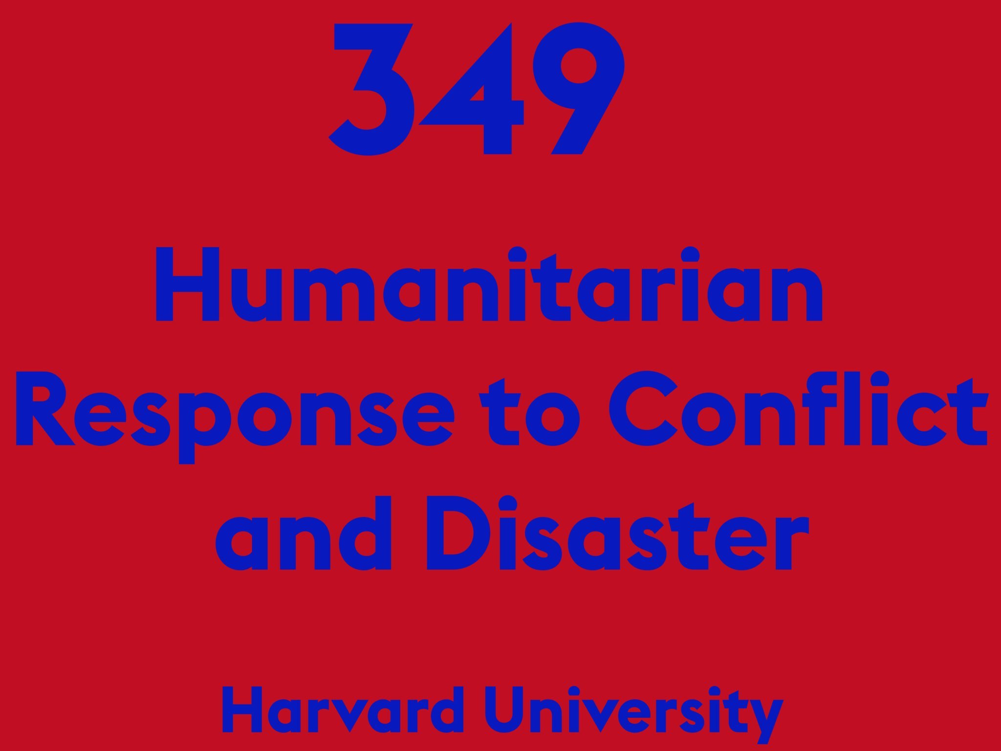 Humanitarian Response to Conflict and Disaster