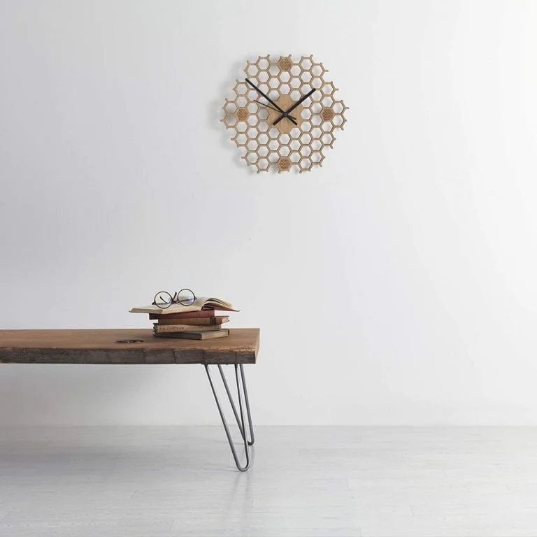 Honeycomb Inspired Wooden Wall Clock