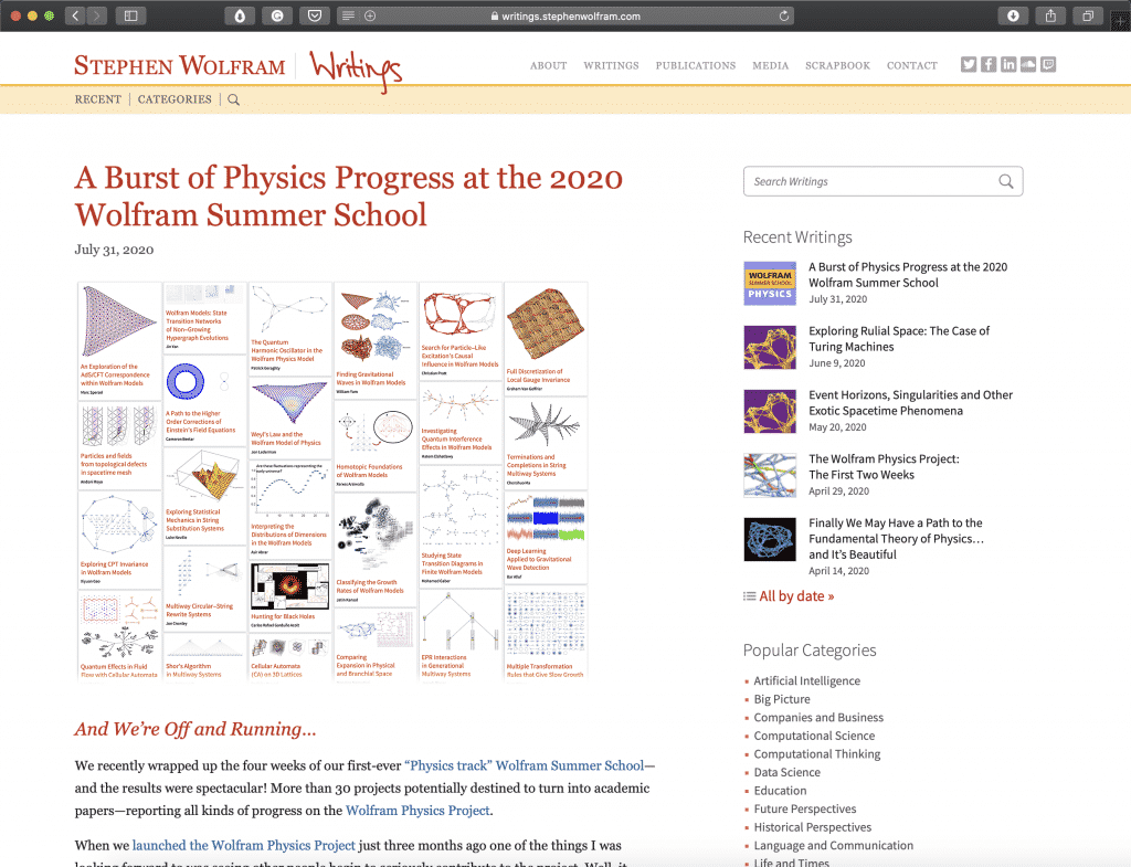 Stephen Wolfram’s Writings | Best Math Blogs Directory | Abakcus