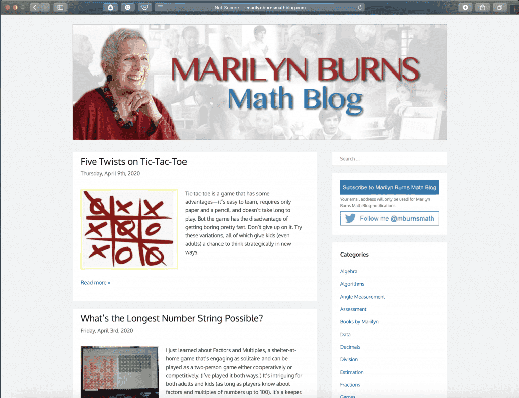 Marilyn Burns' Math Blog | Best Math Blogs Directory | Abakcus