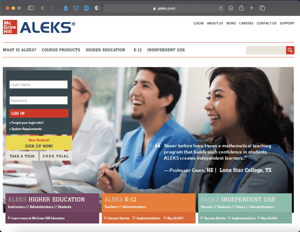 ALEKS | Websites for Teaching and Learning | Abakcus