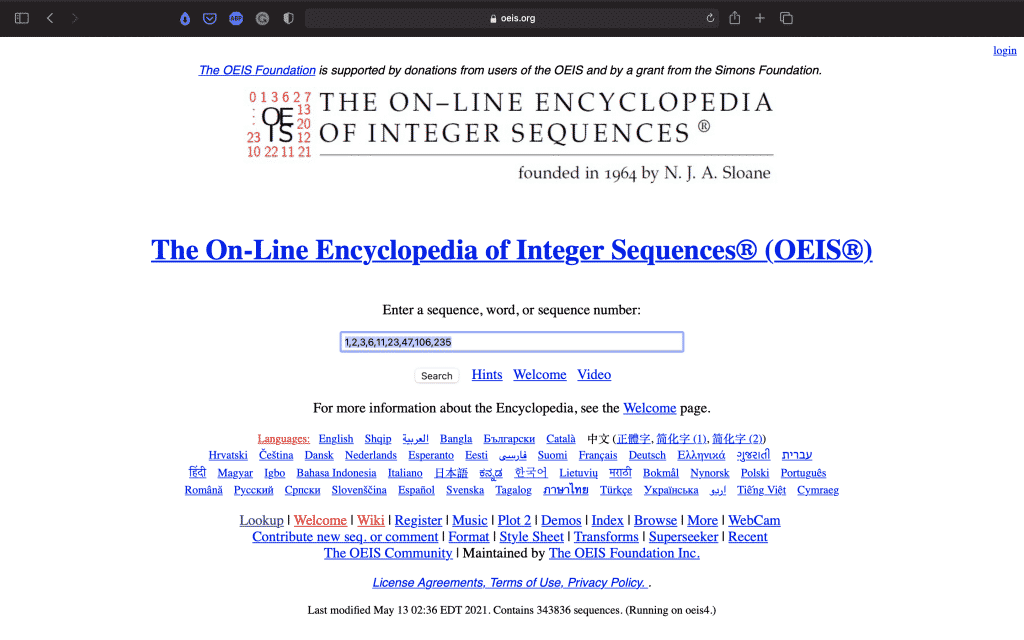The On-Line Encyclopedia of Integer Sequences | Tools | Abakcus