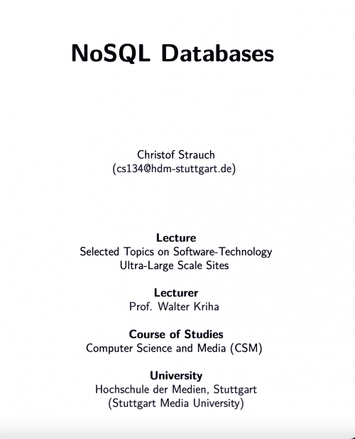 NoSQL Databases by Christof Strauch | Book | Abakcus