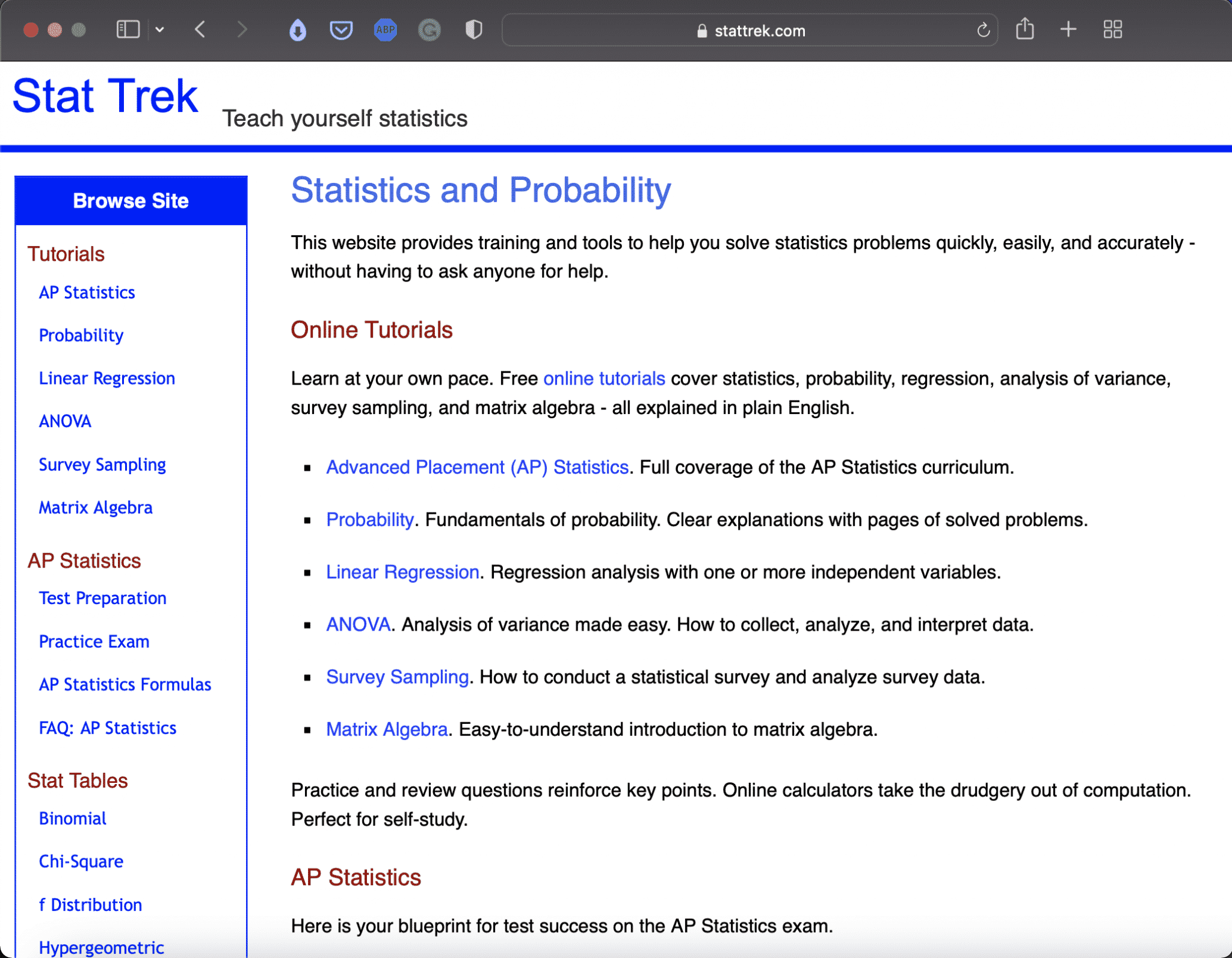 Stat Trek | Online Math Tools | Abakcus