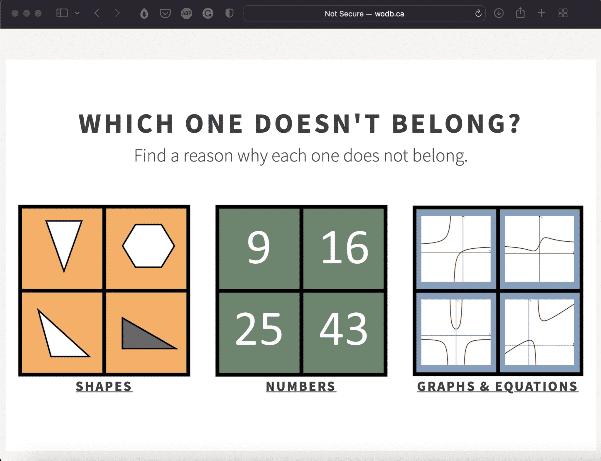 Which One Doesn't Belong? | Math Tool | Abakcus