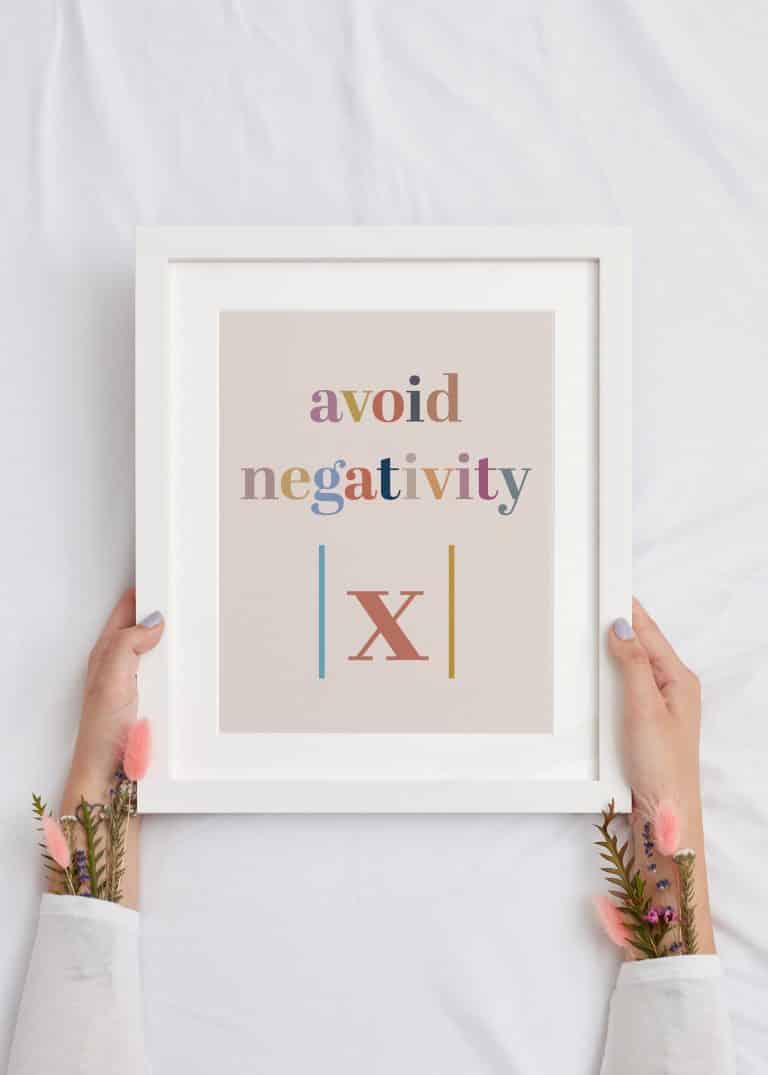 Avoid Negativity Absolute Value Printable Fun Math Calculus Wall Art Poster