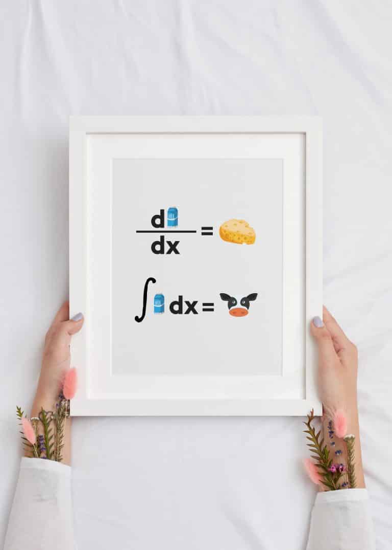 Derivative of Milk Is Cheese Integral of Milk Is Cow Printable Fun Math Poster