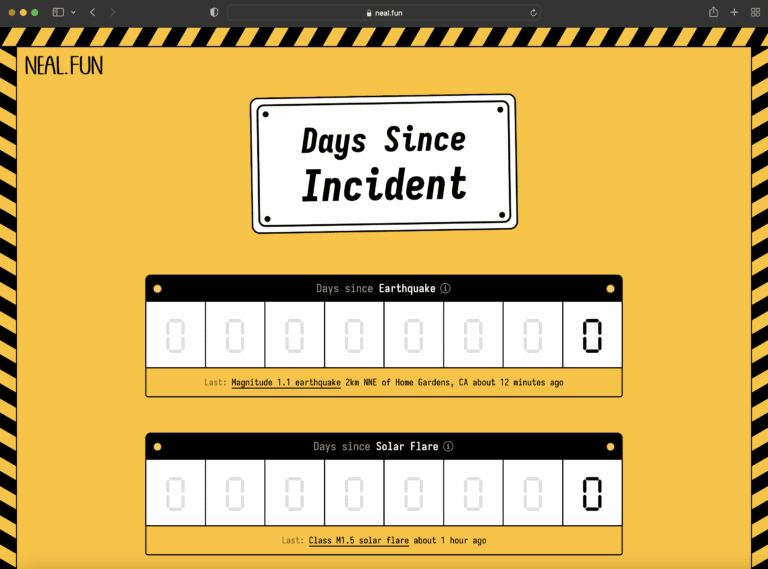 Days Since Incident | Neal.Fun | Abakcus