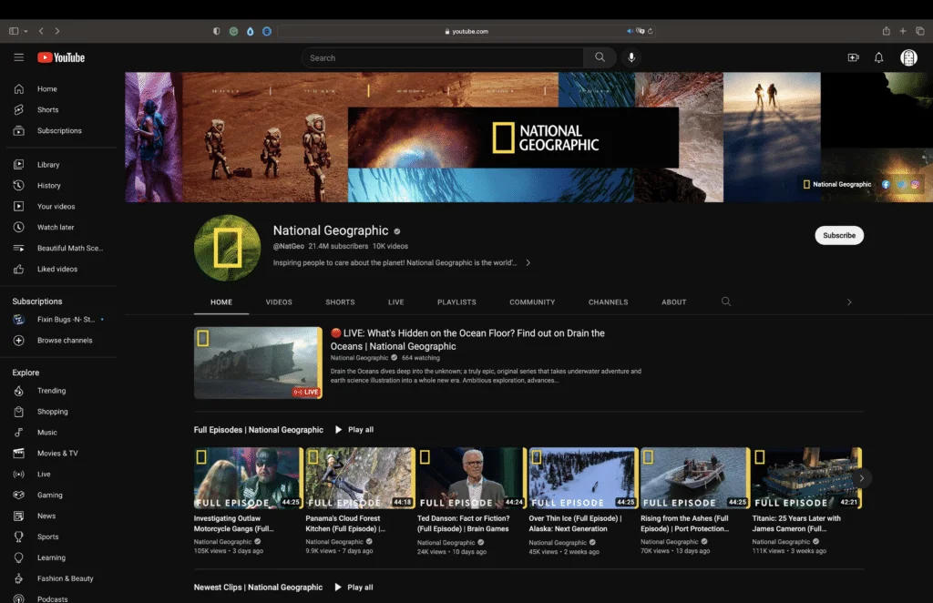 National Geographic | Best Youtube Channels | Abakcus