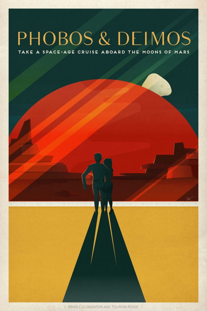 SpaceX Mars Travel Poster Hobos and Deimos