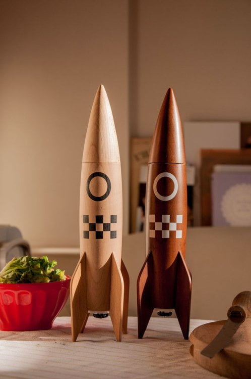 Rocket-Shaped Salt and Pepper Grinders