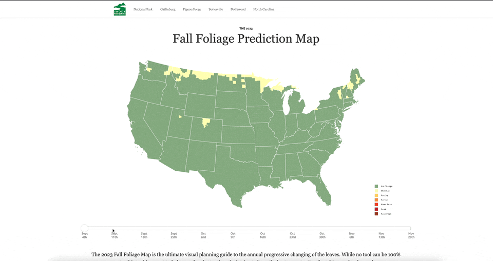 Smoky Mountains Fall Foliage Prediction Map