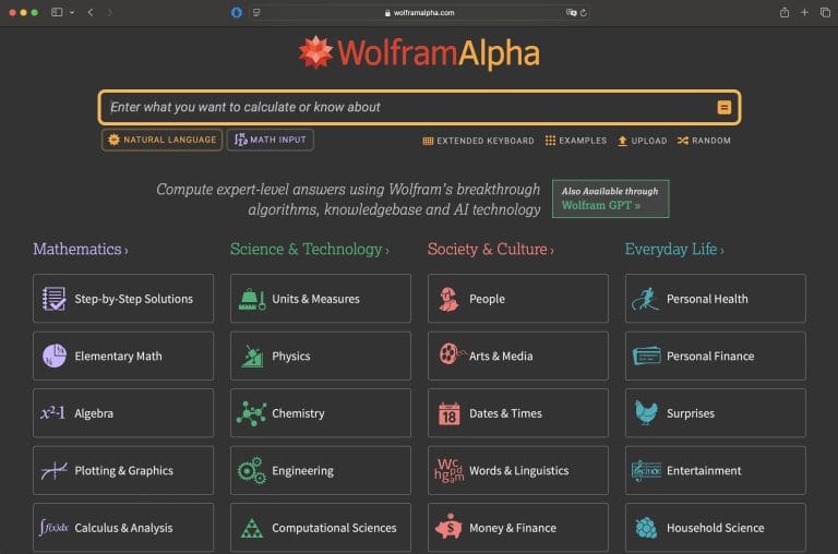 Wolfram Alpha Math Tool