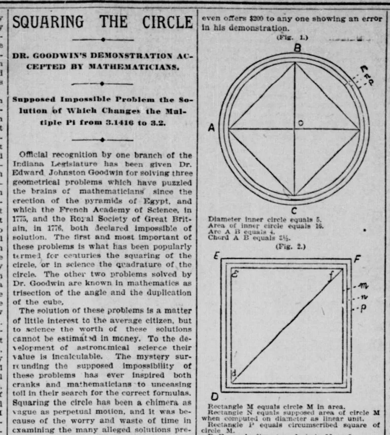 Squaring the Circle Indiana Pi Bill